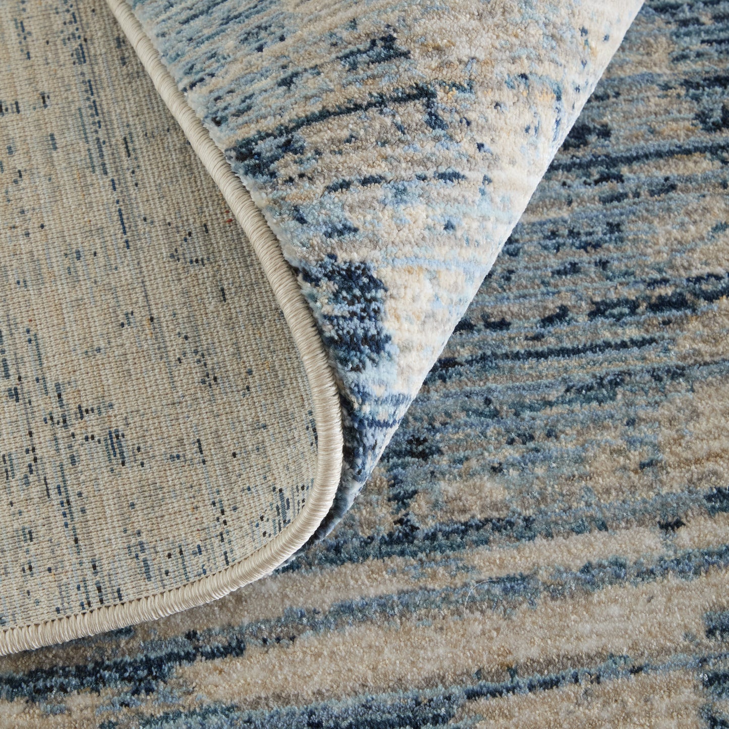 Sonora Modern/Industrial Abstract/Stripes/Distressed Blue/Ivory/Gray - Feizy Rug