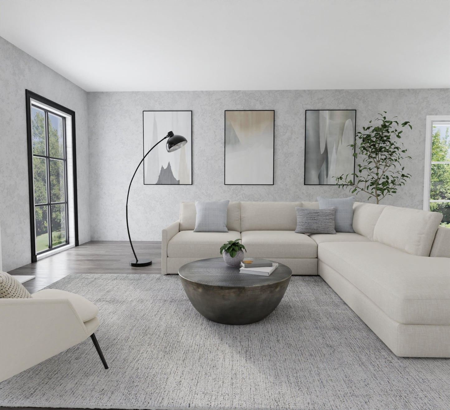 Freemont Modern/Industrial Distressed/Solid Gray - Feizy Rug