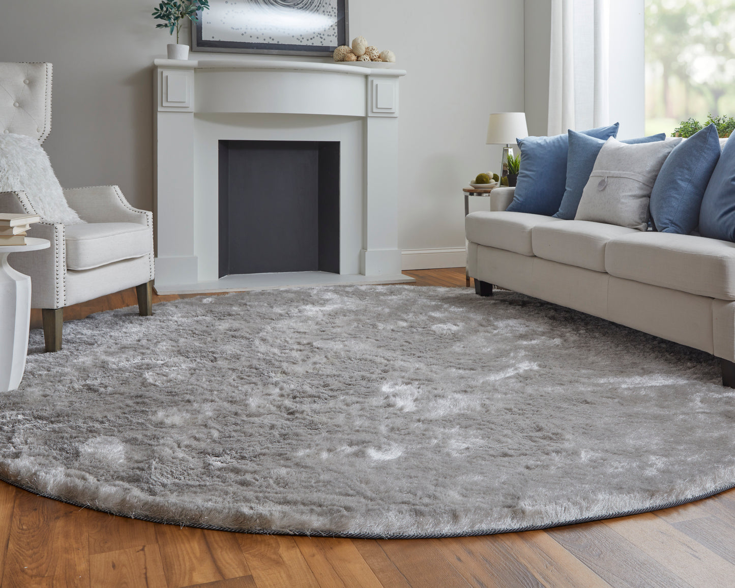 Indochine Modern/Luxury & Glam/Casual Solid Gray/Silver - Feizy Rug