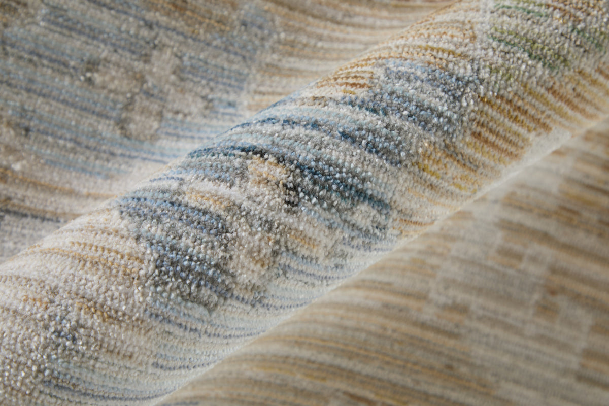 Augustine Traditional/Classic/Vintage Floral & Botanical/Distressed Tan/Blue/Ivory - Feizy Rug