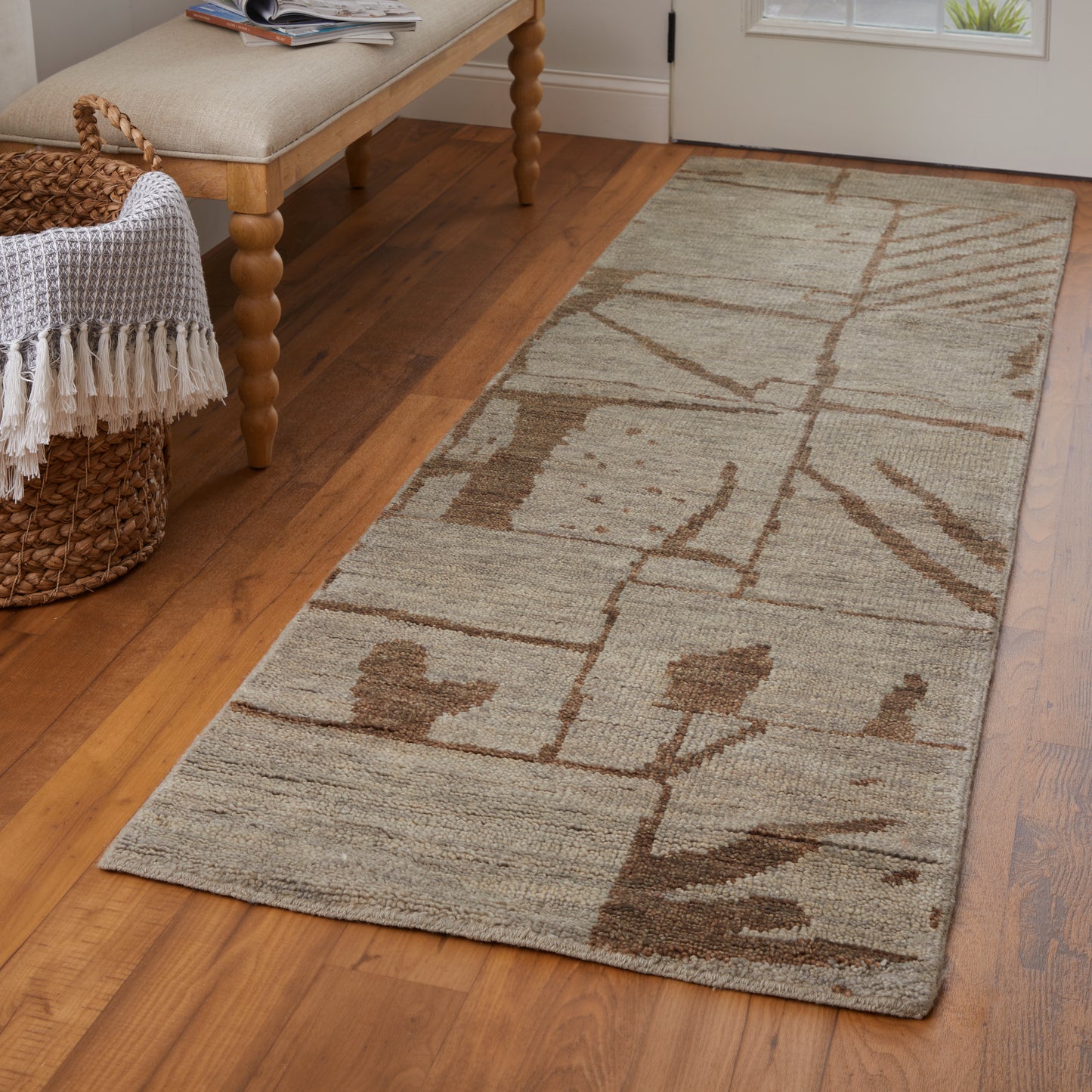 Sutton Transitional/Industrial/Casual Abstract/Geometric Tan/Orange - Feizy Rug