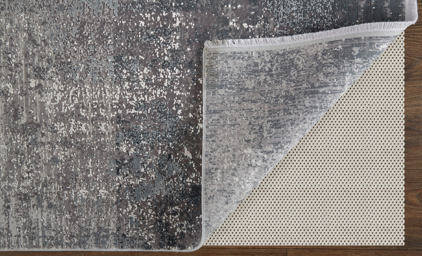 Cadiz Modern/Casual Abstract/Distressed Gray/Black/Silver - Feizy Rug