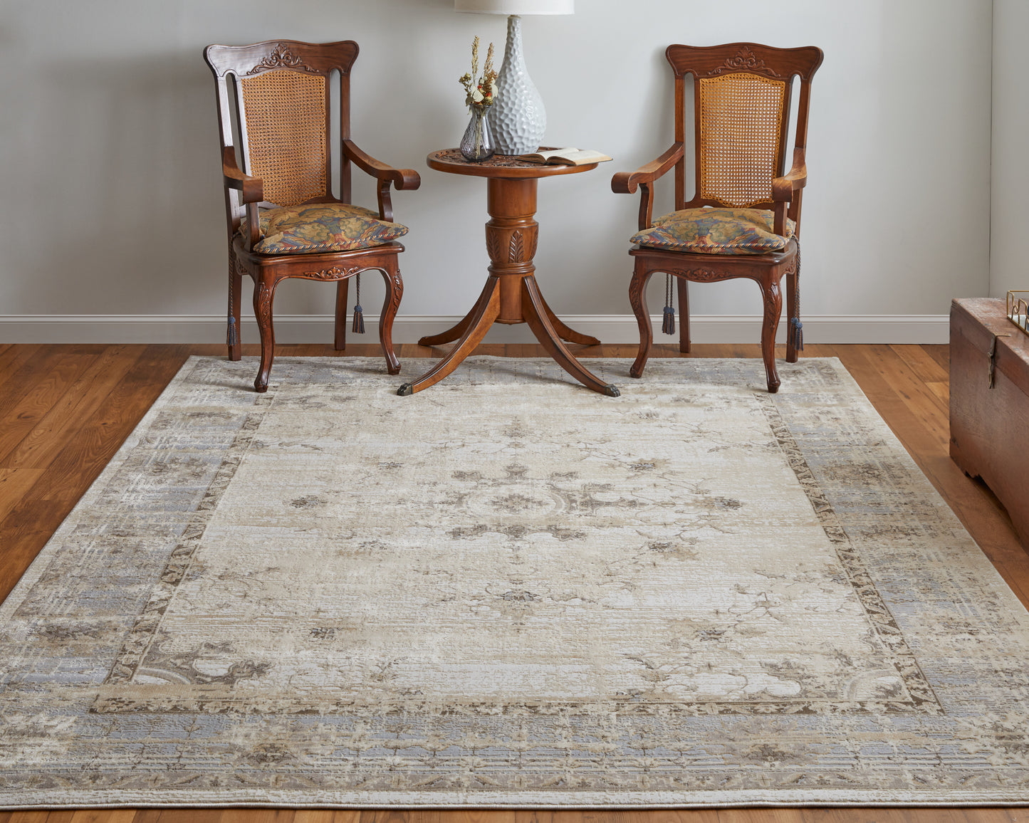 Celene Traditional/French & Victorian/Vintage Bordered/Medallion/Distressed Tan/Brown/Gray - Feizy Rug