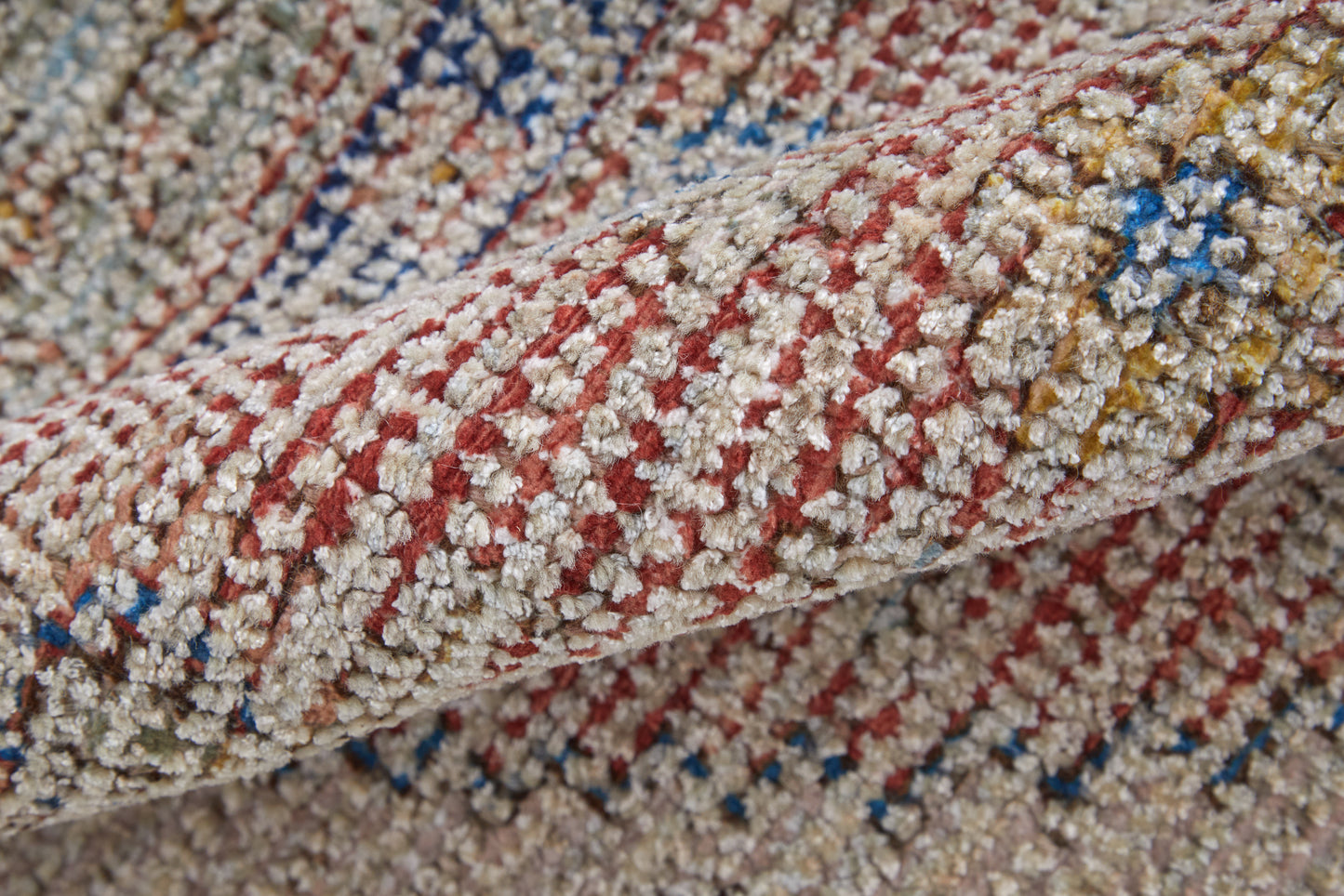 Caldwell Transitional/Bohemian & Eclectic/Vintage Distressed/Medallion Ivory/Blue/Red - Feizy Rug