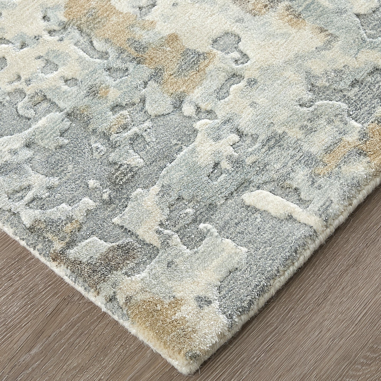 Braden Modern/Industrial/Casual Abstract/Watercolor Blue/Gray/Brown - Feizy Rug