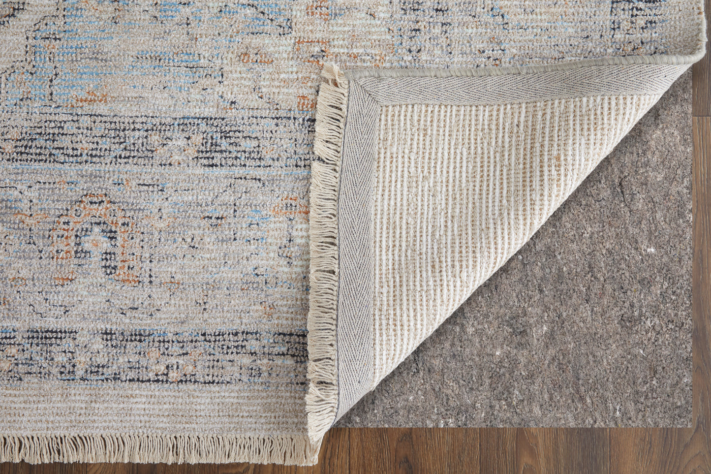Caldwell Transitional/Bohemian & Eclectic/Global Ivory/Blue/Orange Accent Rug