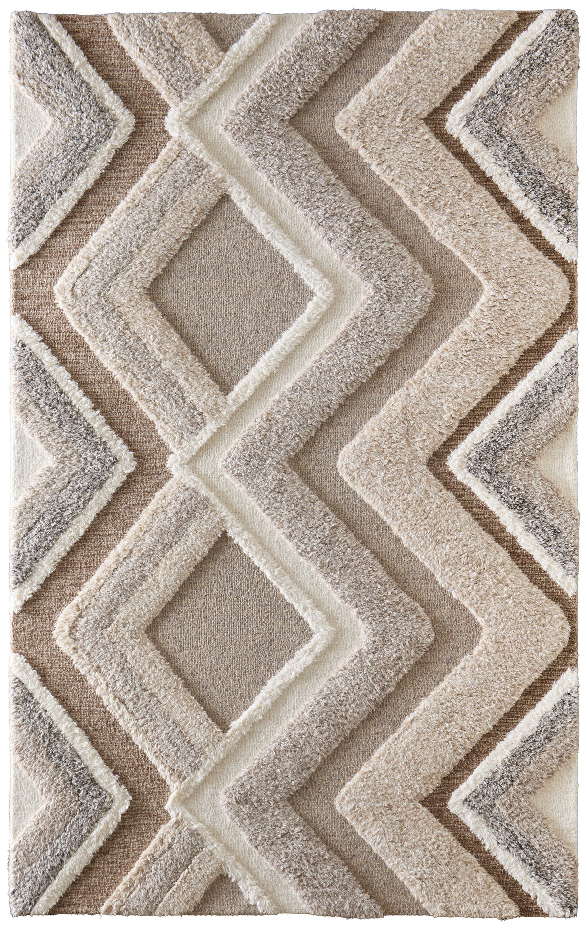 Anica Transitional/Bohemian & Eclectic/Global Geometric/Chevron/Abstract Brown/Gray/Ivory - Feizy Rug