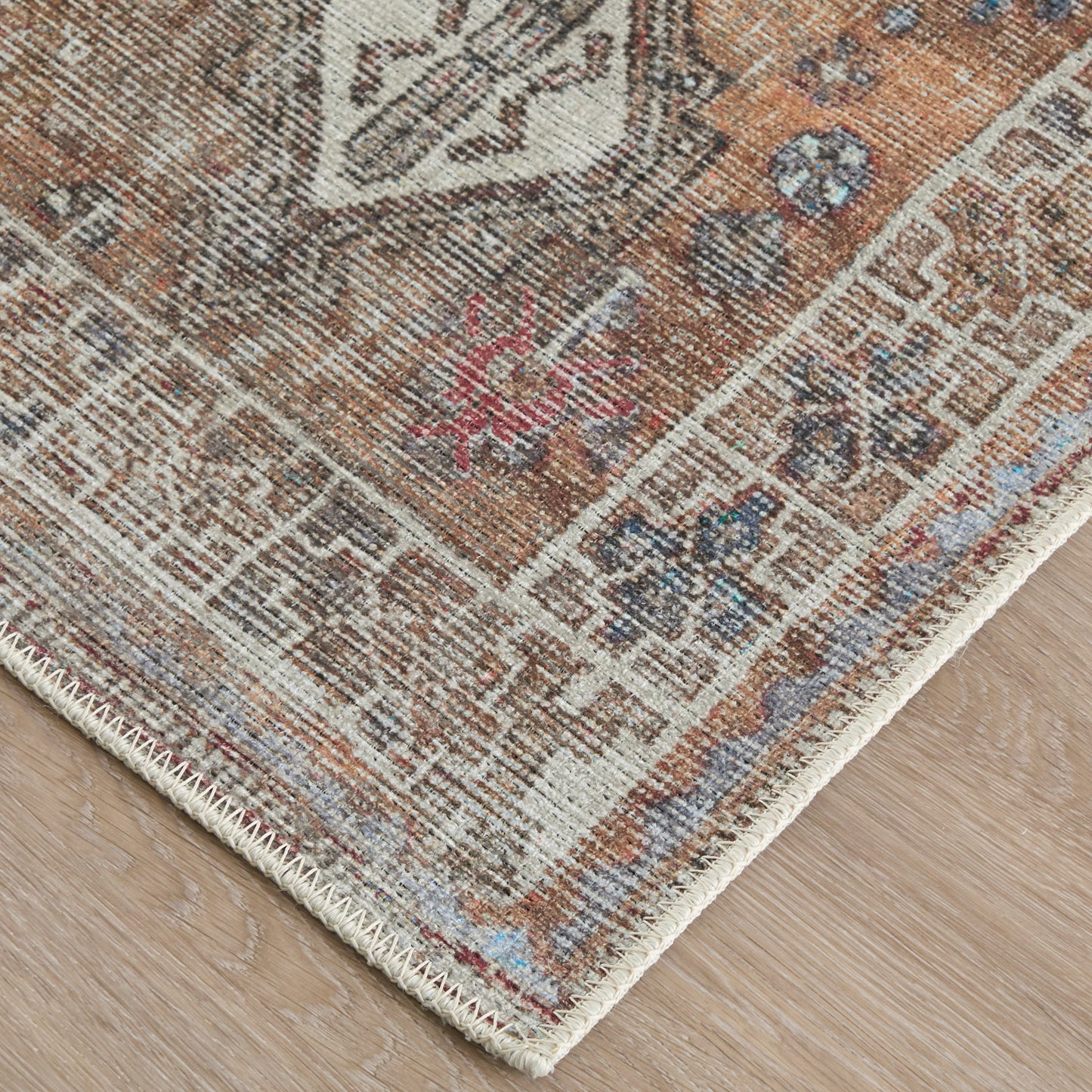 Percy Transitional/Bohemian & Eclectic/Classic Medallion/Distressed/Persian Ivory/Orange/Brown - Feizy Rug