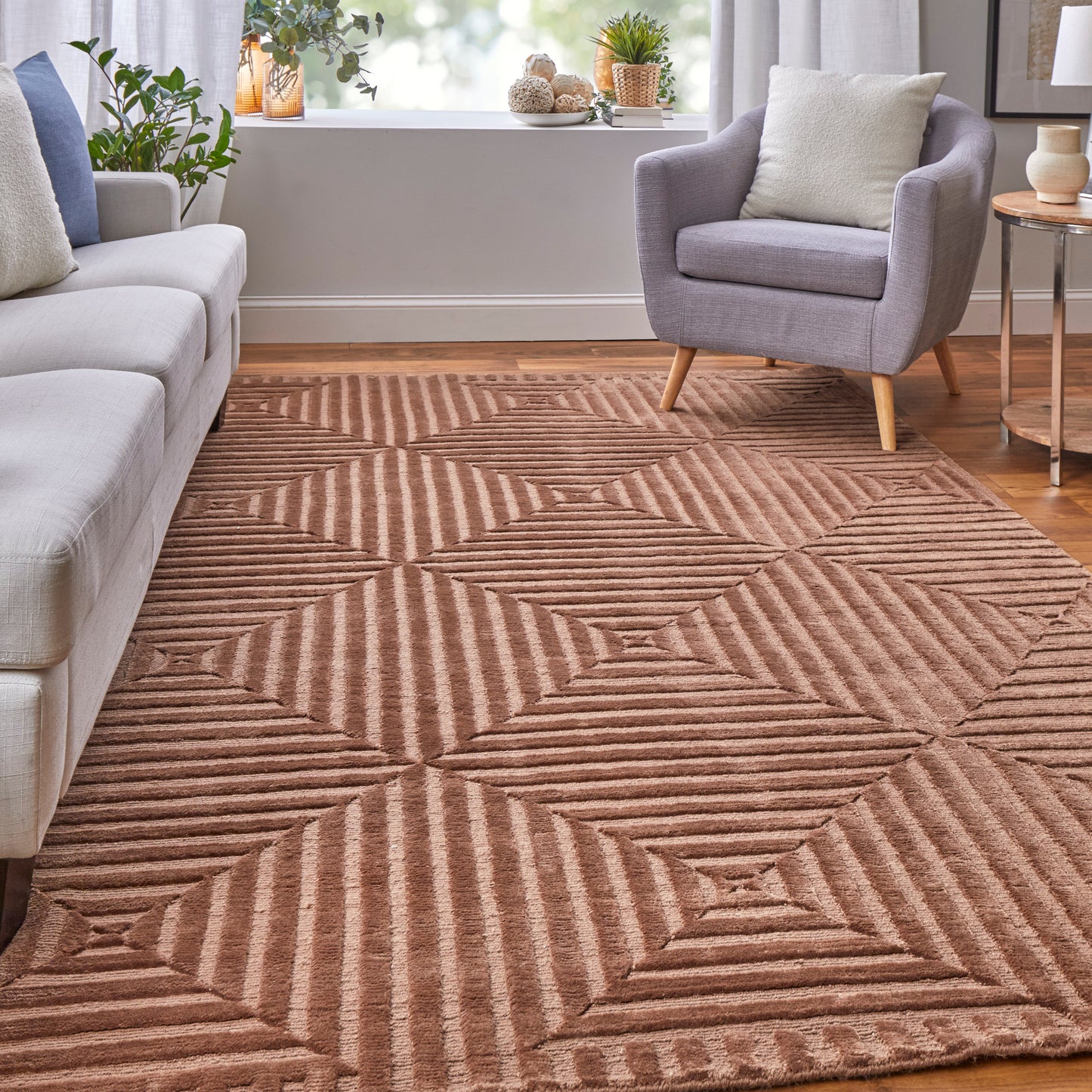 Channels Modern/Global Geometric Orange/Brown - Feizy Rug