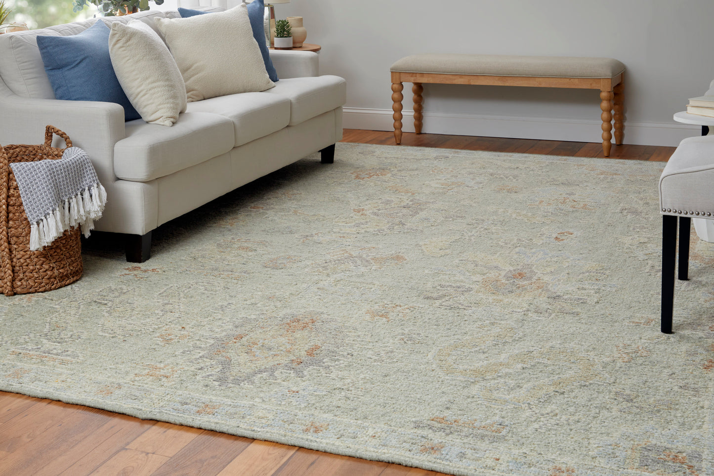 Grafton Transitional/Craftsman/Bohemian & Eclectic Floral & Botanical/Floral & Botanical Gray/Green/Blue - Feizy Rug