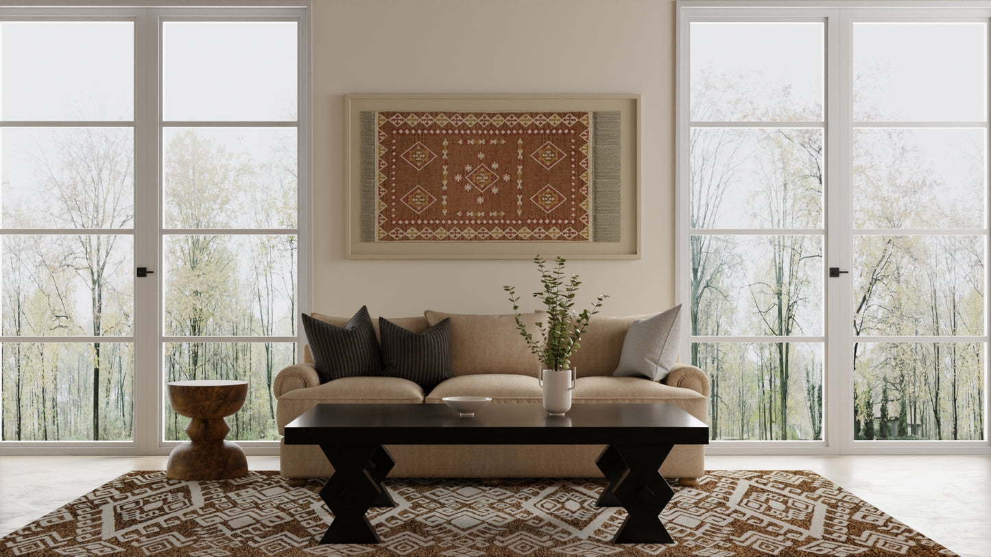 Wallace Transitional/Bohemian & Eclectic/Global Medallion/Diamond Brown/White - Feizy Rug