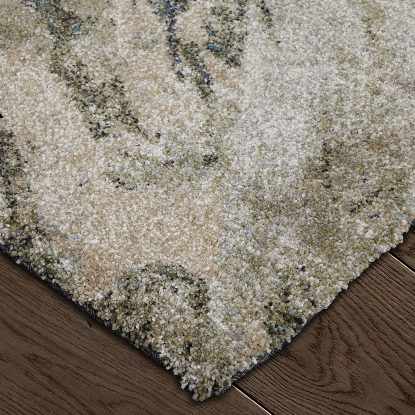 Skyview Modern/Bohemian & Eclectic/Industrial Gray/Green/Ivory Area Rug