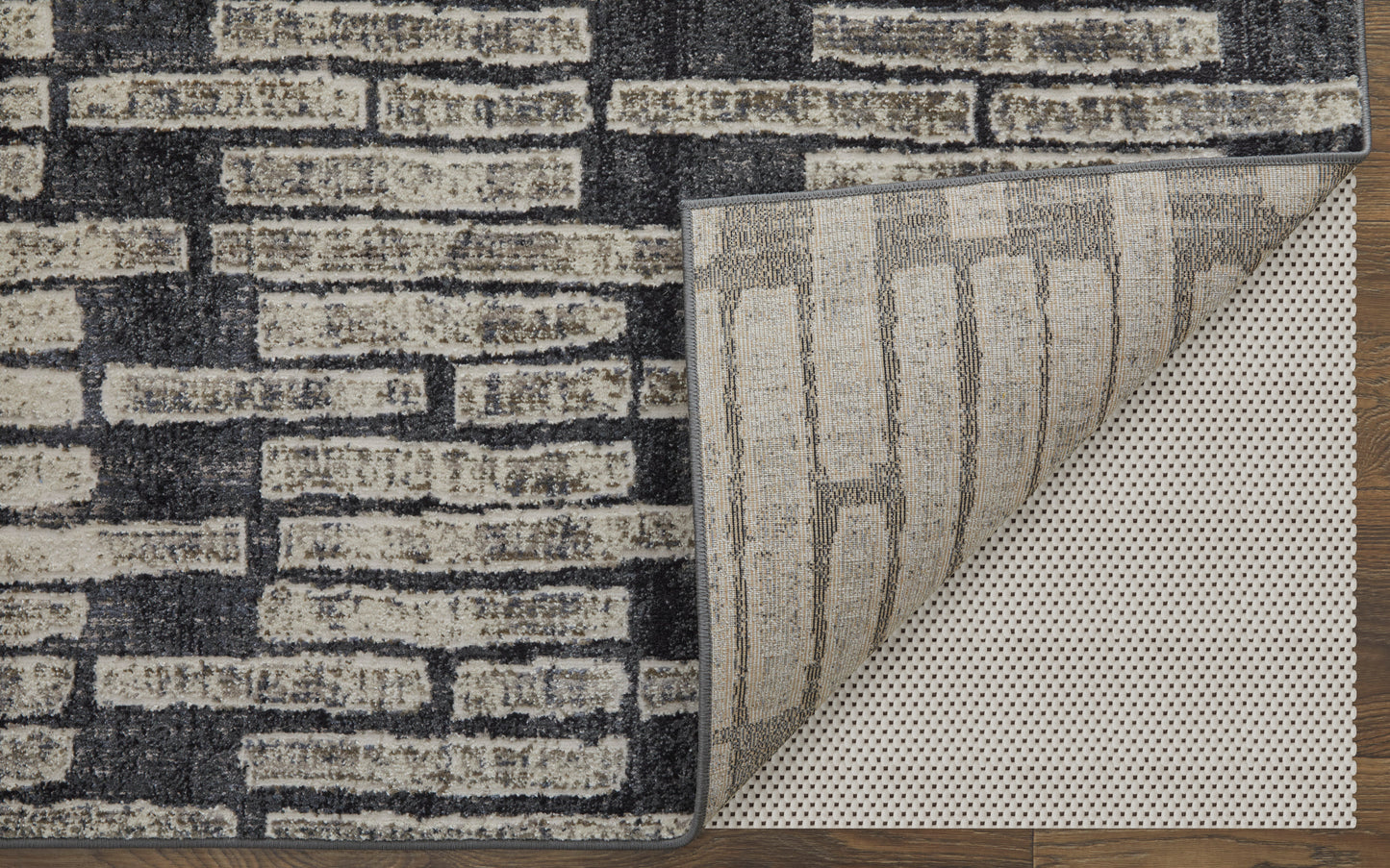 Kano Transitional/Industrial Gray/Black/Ivory Accent Rug