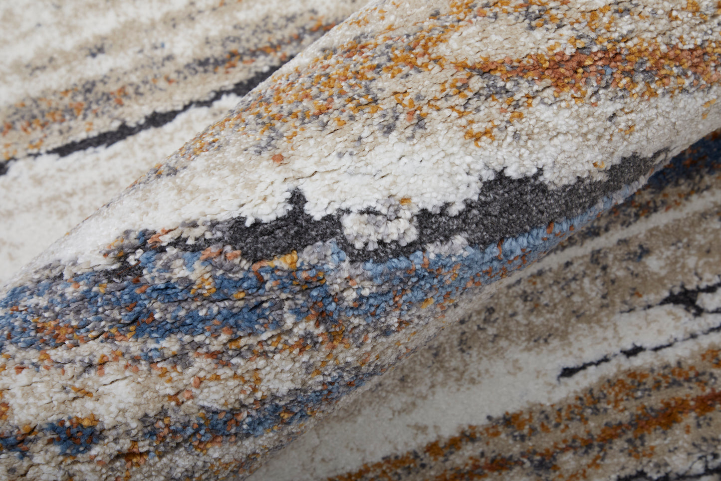 Gilmore Modern/Global Stripes Ivory/Orange/Gray - Feizy Rug