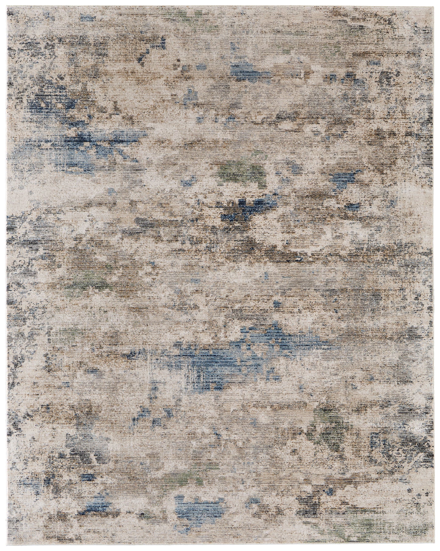 Sonora Modern/Industrial Abstract/Distressed Taupe/Ivory/Blue - Feizy Rug