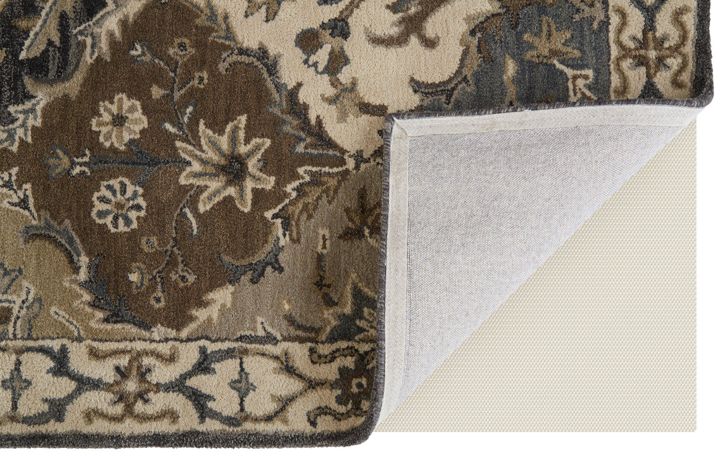 Eaton Traditional/French & Victorian Bordered/Damask/Floral & Botanical Blue/Gray/Taupe - Feizy Rug