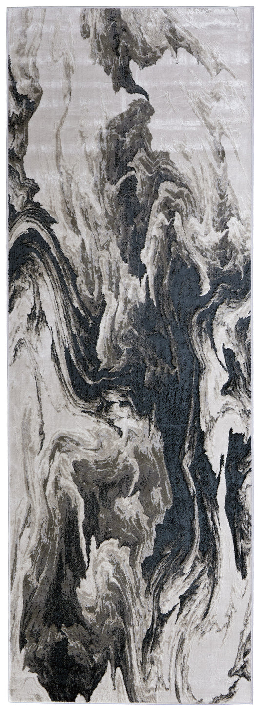 Micah Modern/Industrial/Casual Ivory/Black/Taupe Runner  Feizy Rugs Small Parcel,Feizy Rugs,Micah,Ivory/Black/Taupe,2'10" x 7'10",Runner,Polyester/Polypropylene,Modern/Industrial/Casual,Turkey