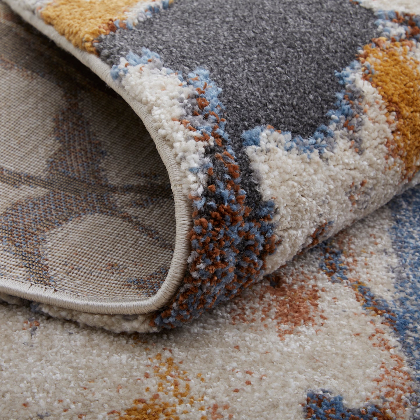 Gilmore Modern/Bohemian & Eclectic Watercolor/Abstract Blue/Orange/Gray - Feizy Rug