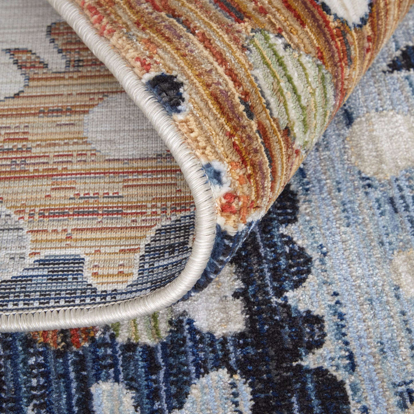 Melrose Transitional/Bohemian & Eclectic/Cottage Floral & Botanical Ivory/Red/Blue - Feizy Rug