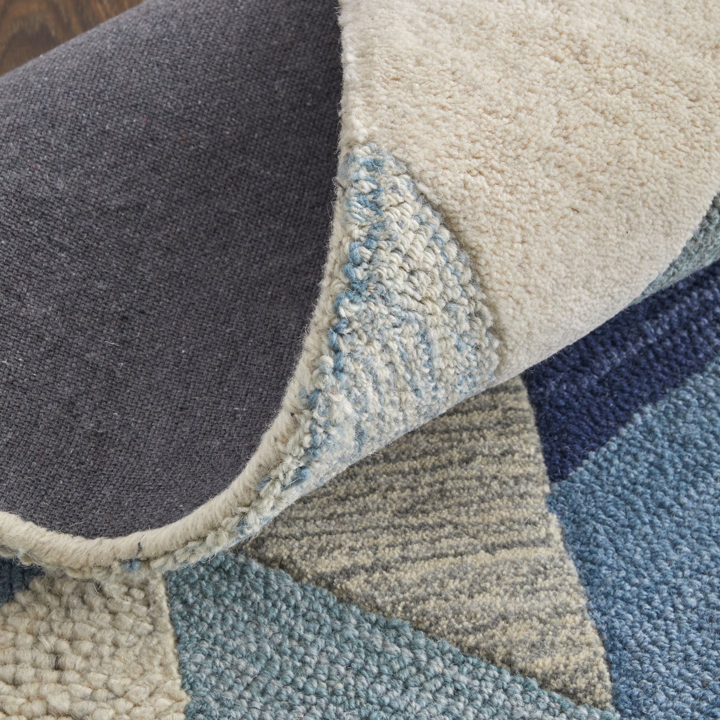 Arazad Transitional/Mid-Century Modern/Casual Geometric/Chevron/Herringbone Blue/Ivory/Gray - Feizy Rug