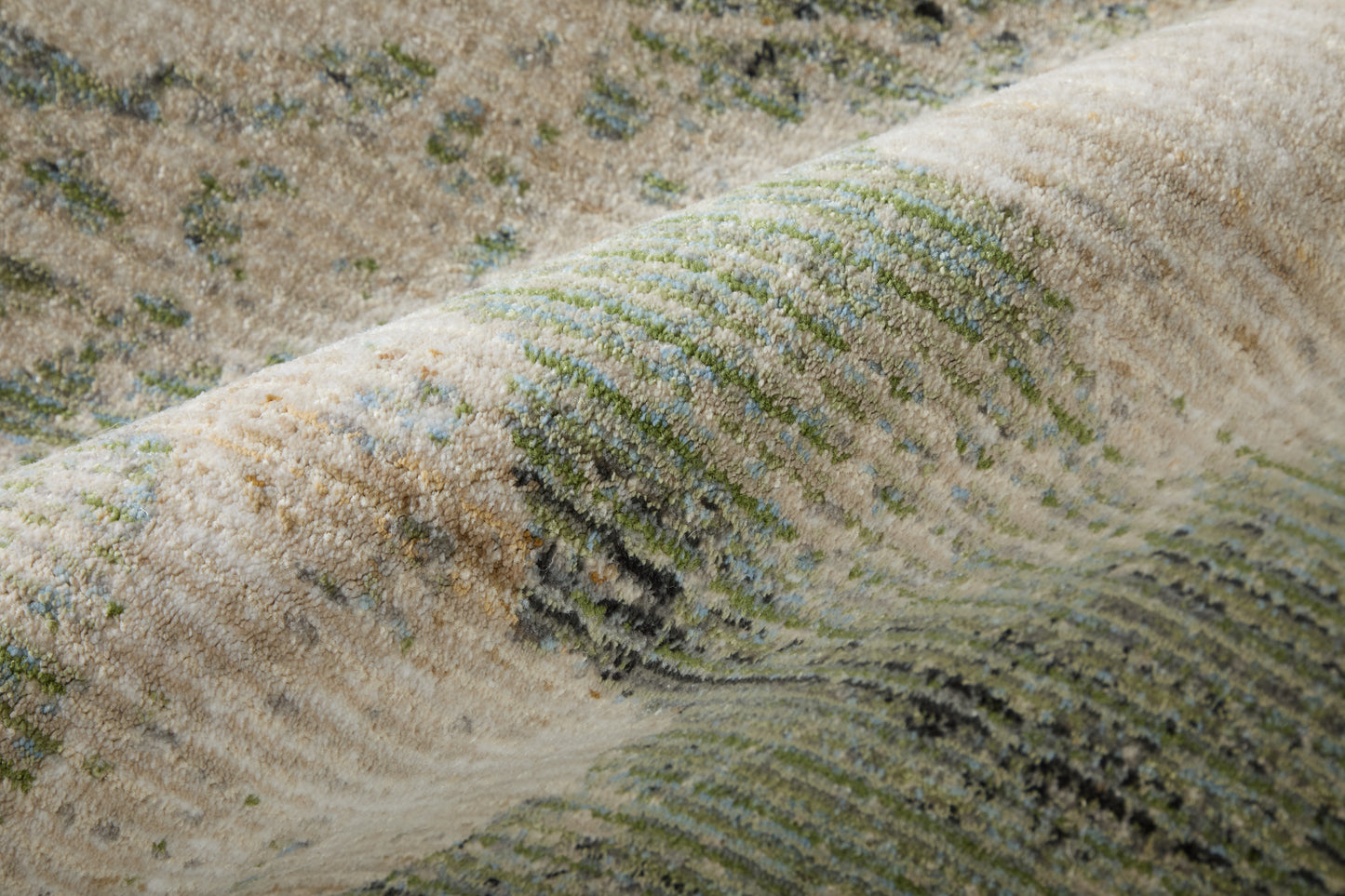 Sonora Modern/Industrial Abstract/Watercolor/Distressed Green/Ivory/Tan - Feizy Rug