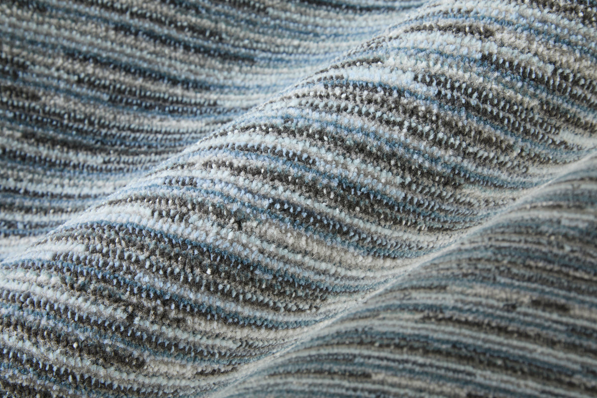 Priestley Modern Solid/Stripes Blue - Feizy Rug