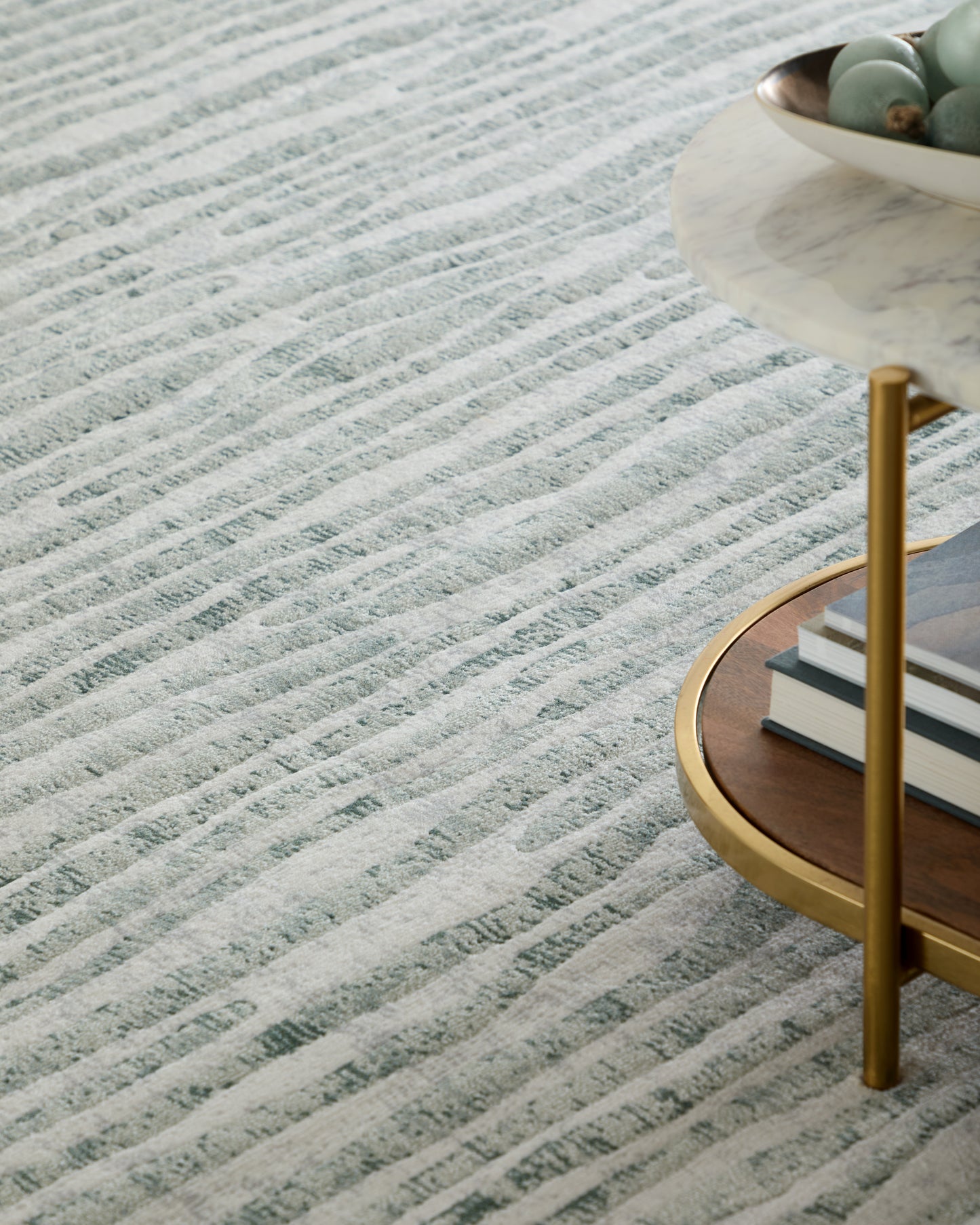 Atwell Transitional/Industrial/Casual Abstract/Stripes/Distressed Gray/Green/Ivory - Feizy Rug