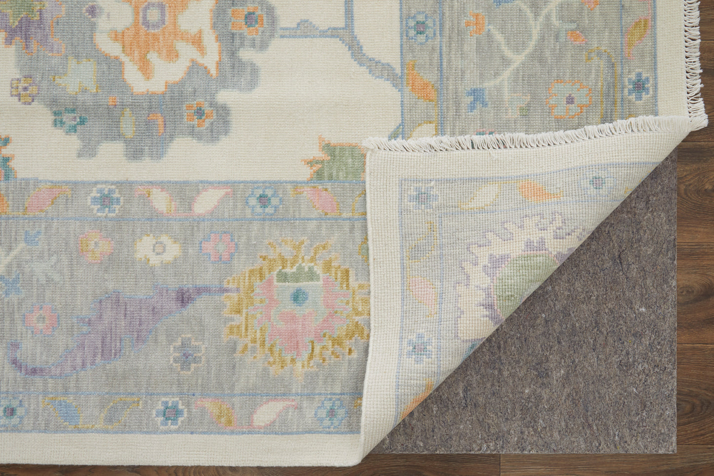 Karina Transitional/Bohemian & Eclectic/Craftsman Floral & Botanical/Bordered/Medallion Ivory/Orange/Blue - Feizy Rug