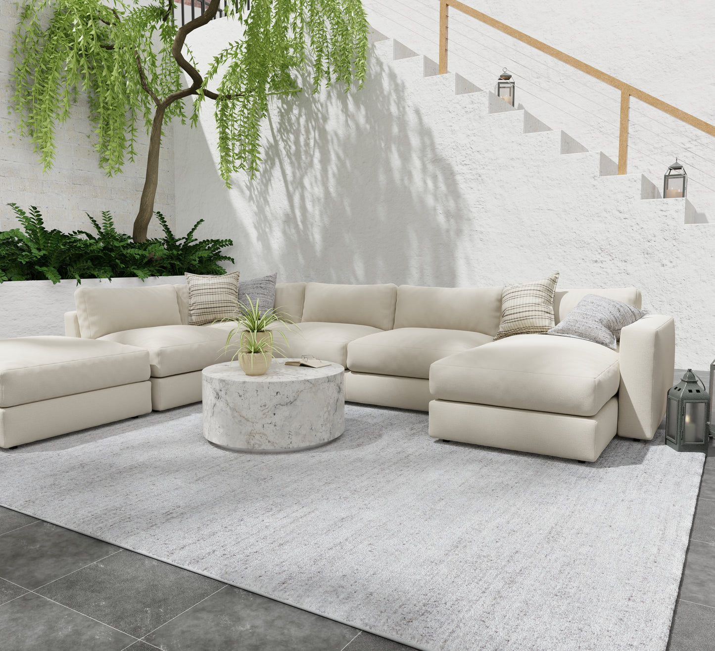 Finley Modern/Casual Solid/Distressed Silver - Feizy Rug