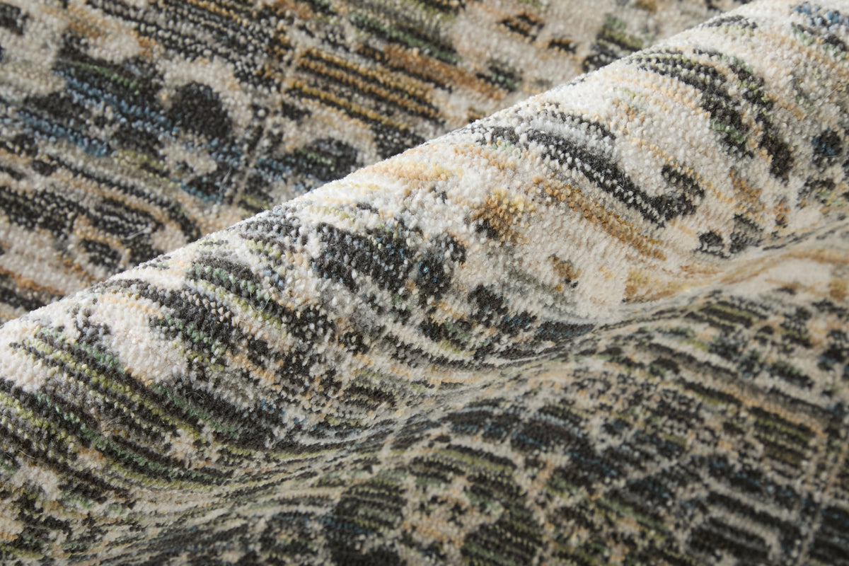 Augustine Traditional/Classic/Vintage Medallion/Bordered/Distressed Black/Ivory/Green - Feizy Rug