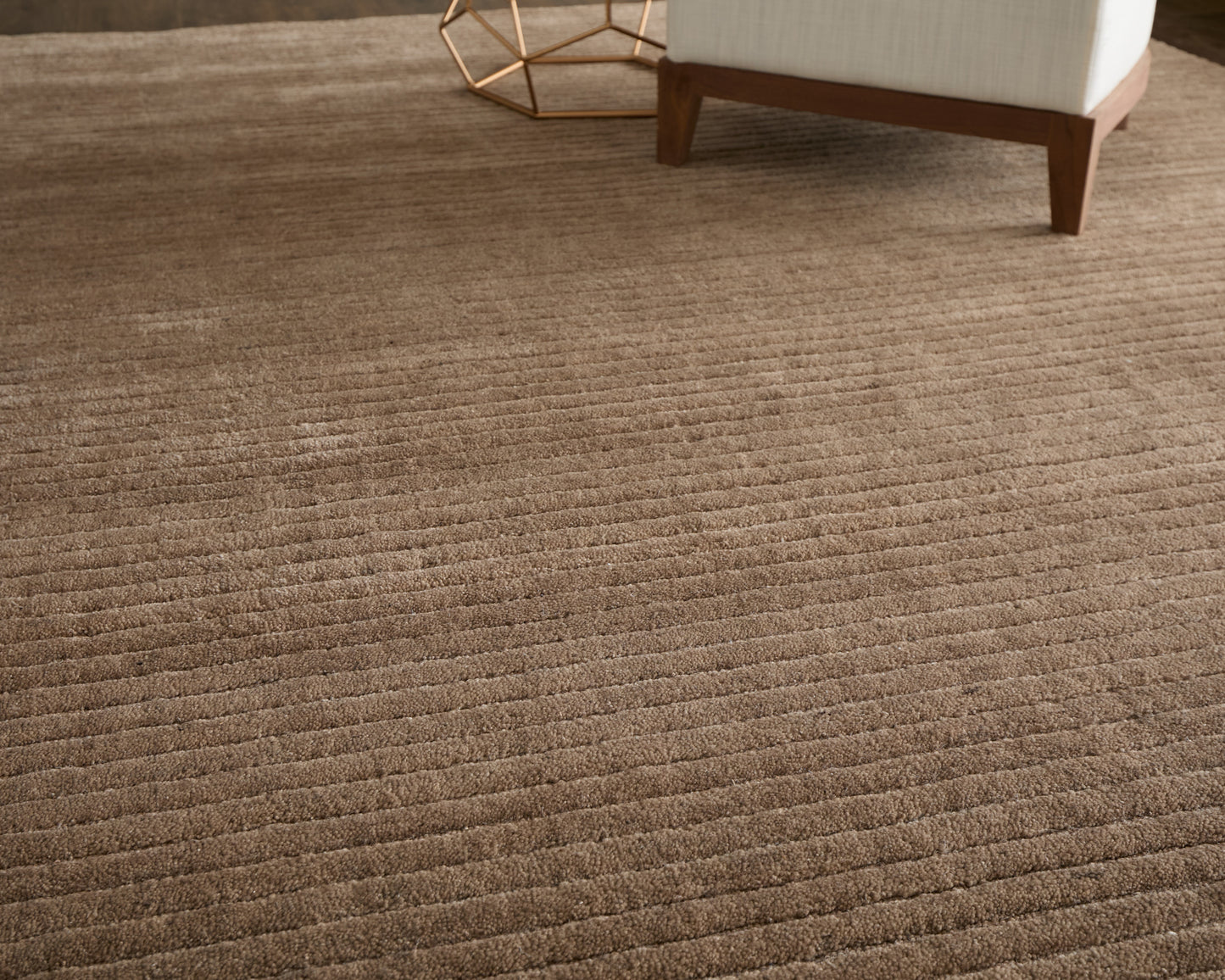 Cornerstone Modern/Casual Solid/Stripes Tan - Feizy Rug