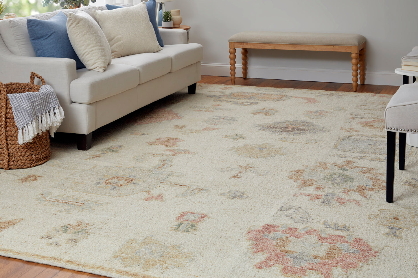 Grafton Transitional/Bohemian & Eclectic/Craftsman Floral & Botanical Ivory/Orange/Gray - Feizy Rug