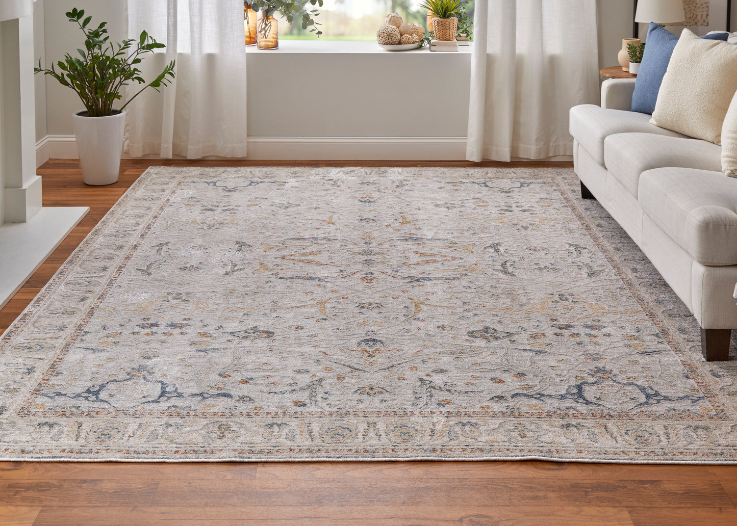 Pasha Transitional/Bohemian & Eclectic/Craftsman Ivory/Blue/Taupe Accent Rug  Feizy Rugs Small Parcel,Feizy Rugs,Pasha,Ivory/Blue/Taupe,2' x 3',Accent Rug,Polyester,Transitional/Bohemian & Eclectic/Craftsman,Turkey