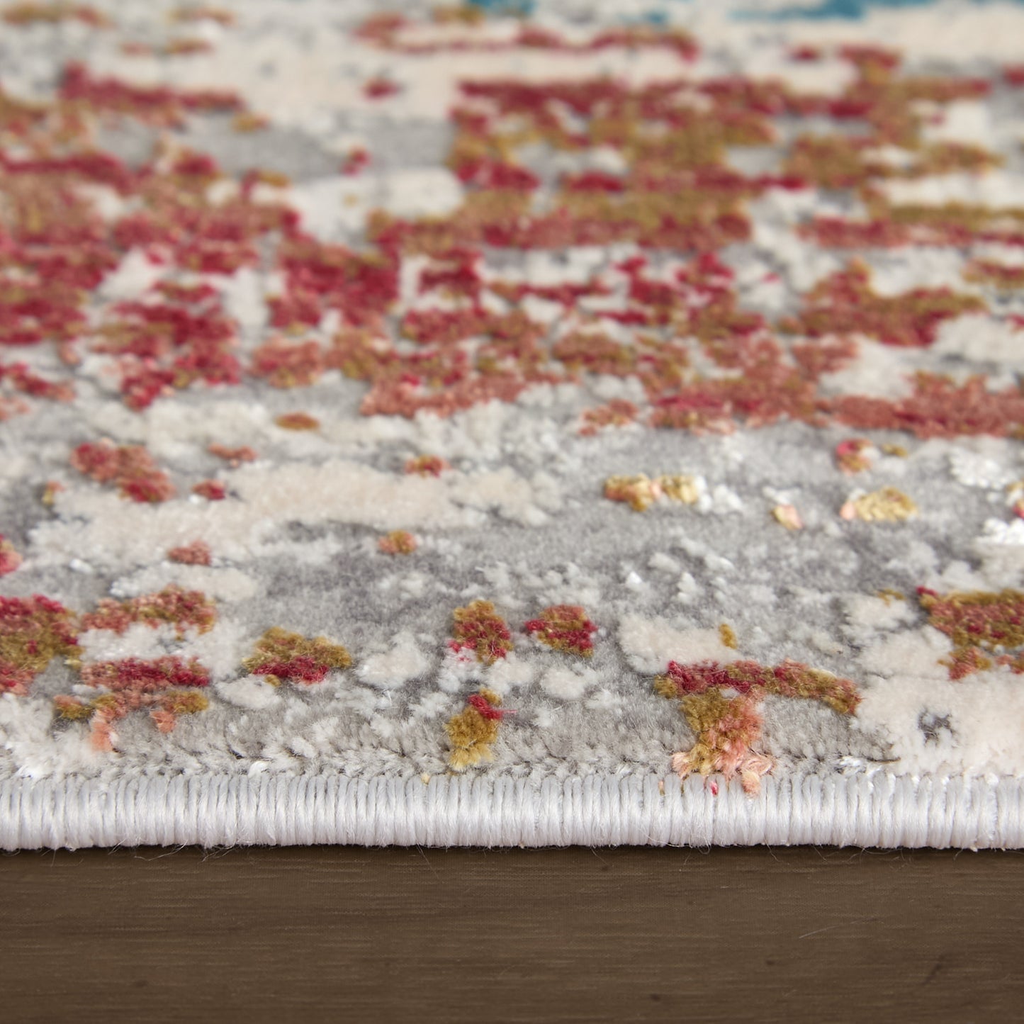 Cadiz Modern/Industrial/Luxury & Glam Abstract/Watercolor Gray/Red/Blue - Feizy Rug