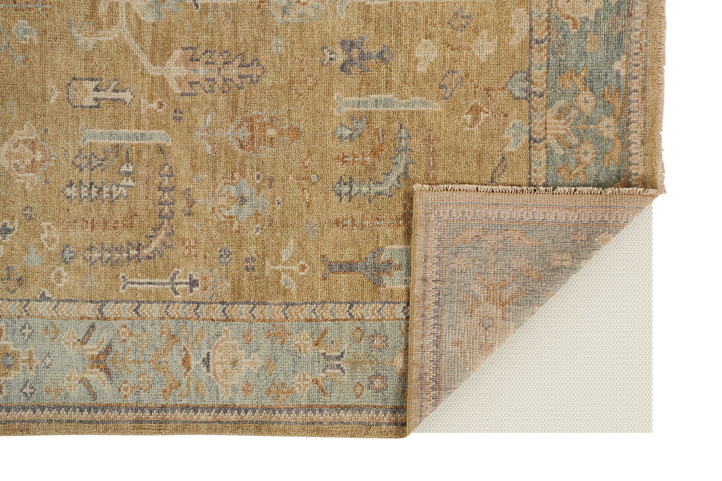 Carrington Traditional/Vintage/Bohemian & Eclectic Gold/Blue/Gray Accent Rug