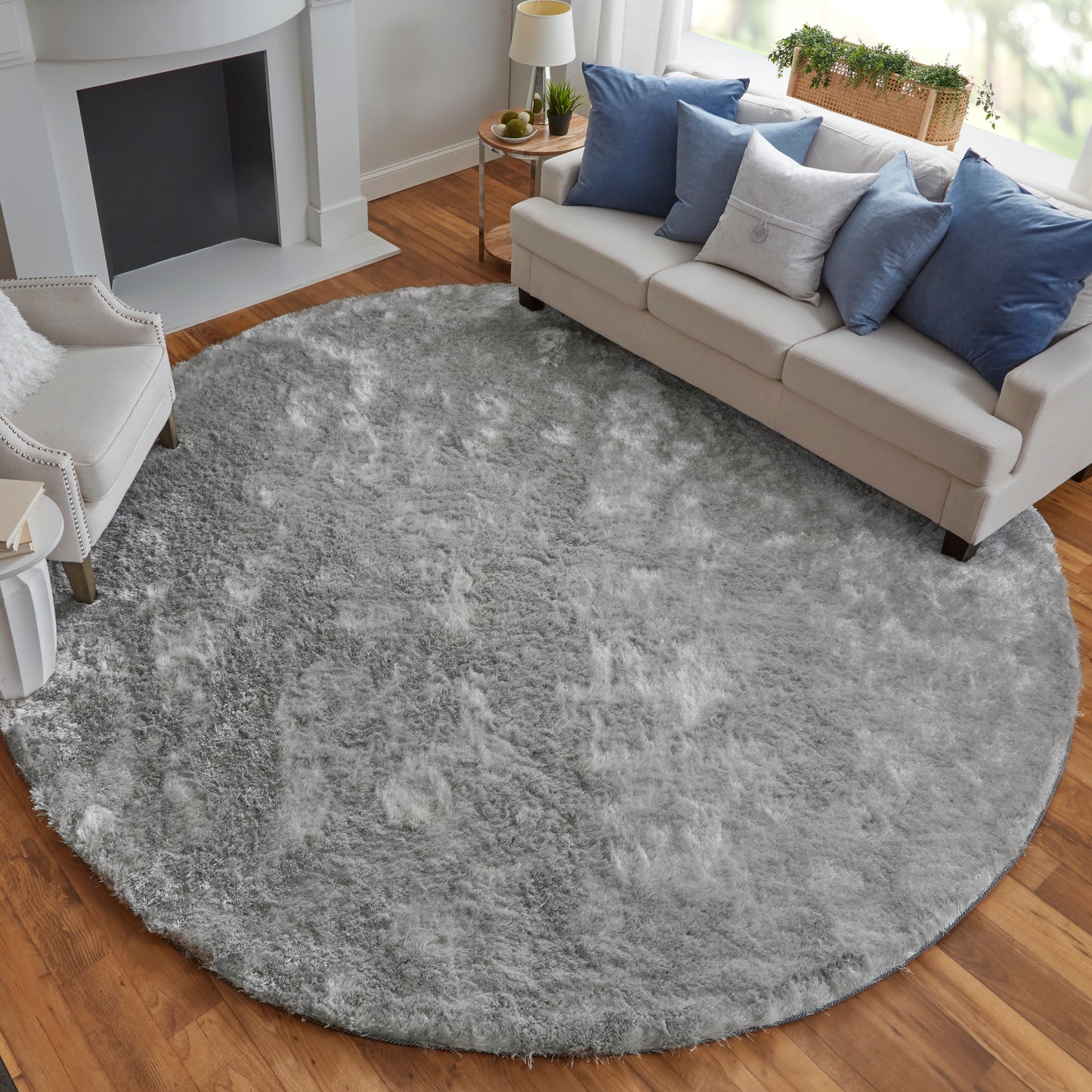 Indochine Modern/Luxury & Glam/Casual Solid Gray/Silver - Feizy Rug