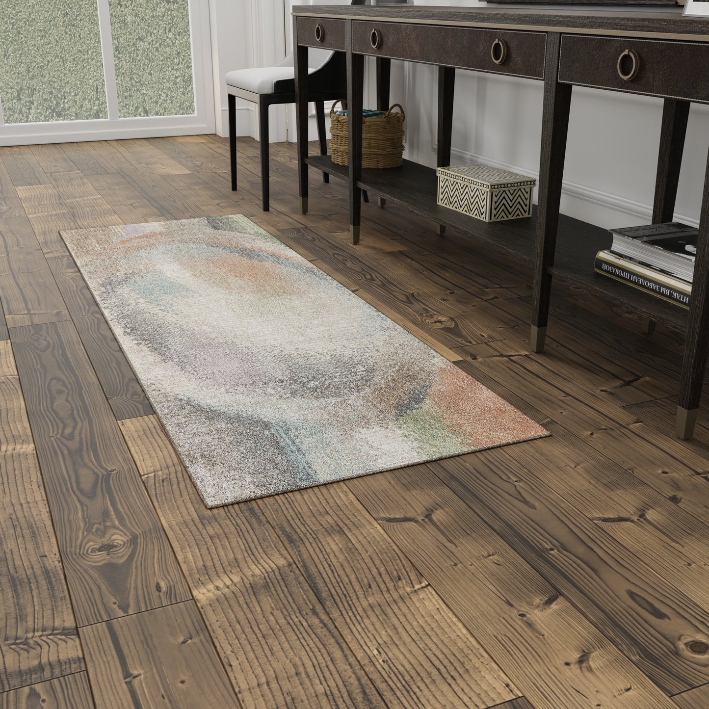 Eden Modern/Industrial Abstract/Geometric/Distressed Brown/Tan/Blue - Feizy Rug