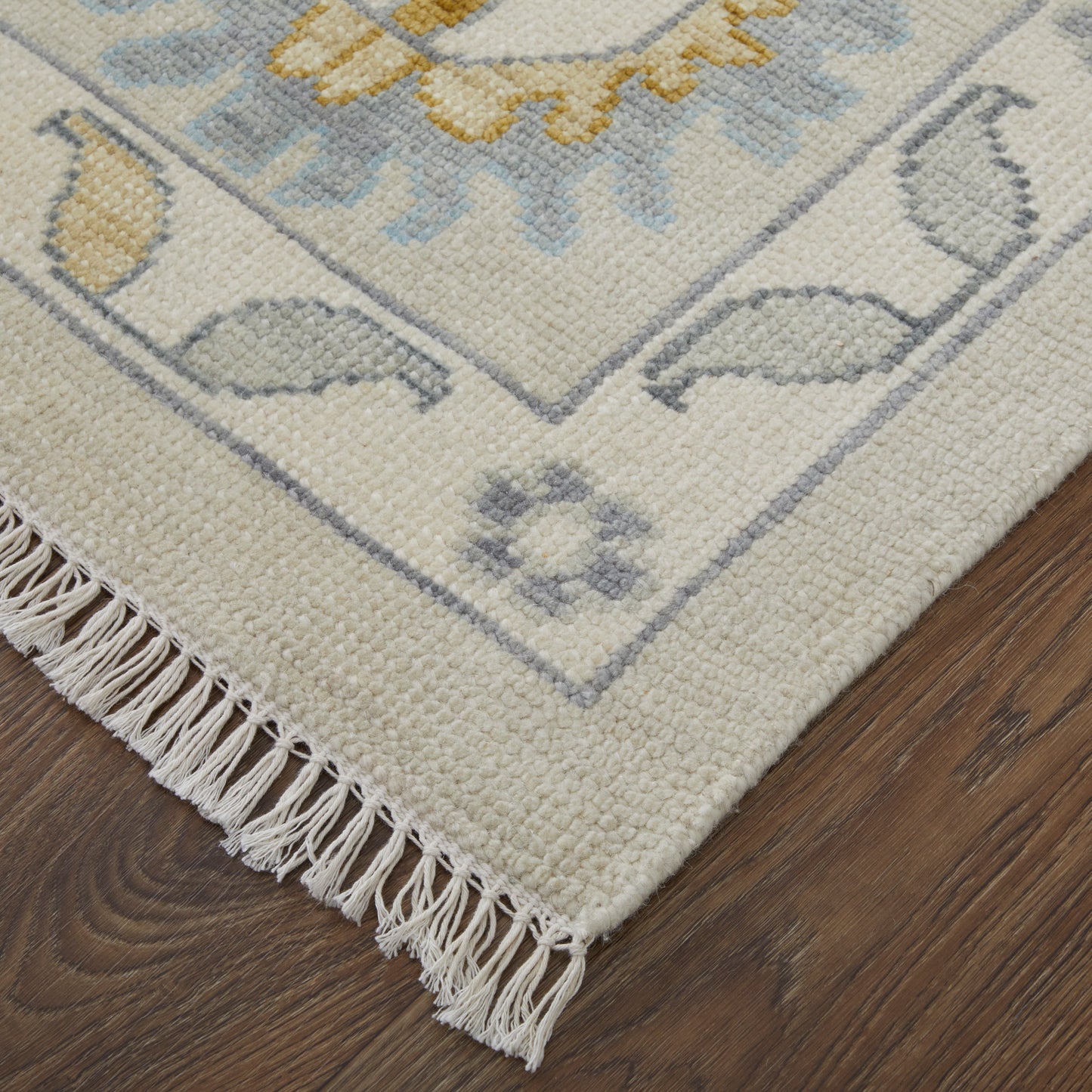 Karina Transitional/Craftsman/Casual Floral & Botanical/Scroll/Bordered Ivory/Gold/Green - Feizy Rug