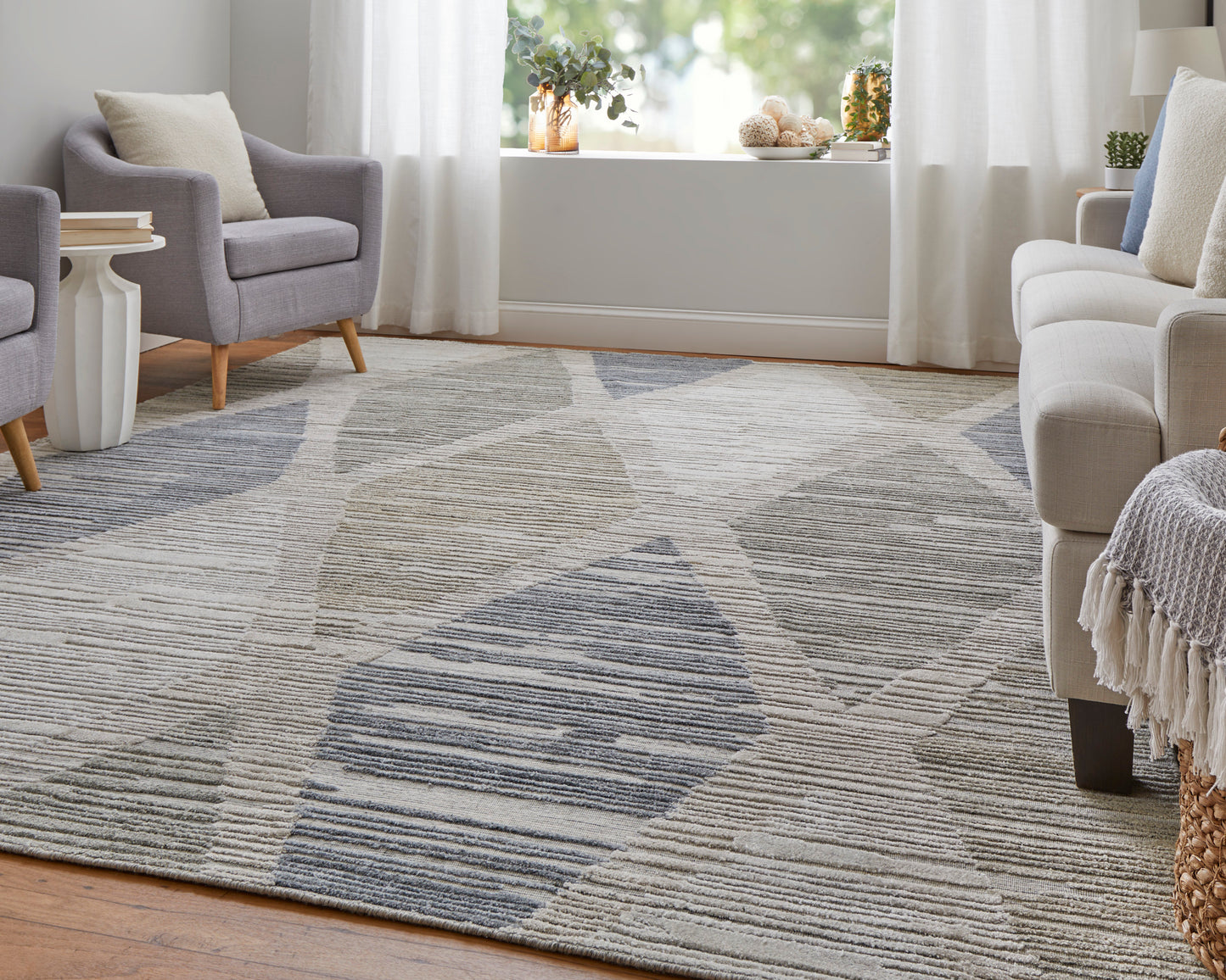 Elias Modern/Casual/Bohemian & Eclectic Ivory/Blue/Brown Area Rug