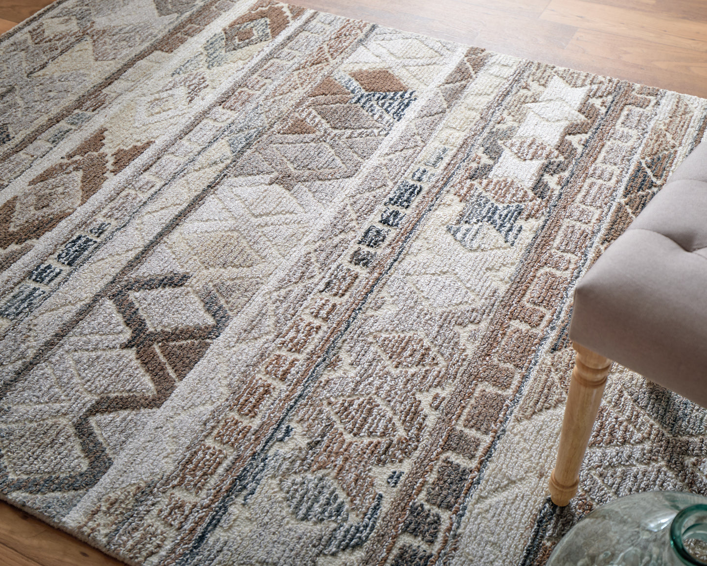 Asher Transitional/Bohemian & Eclectic/Casual Distressed/Moroccan Ivory/Tan/Gray - Feizy Rug