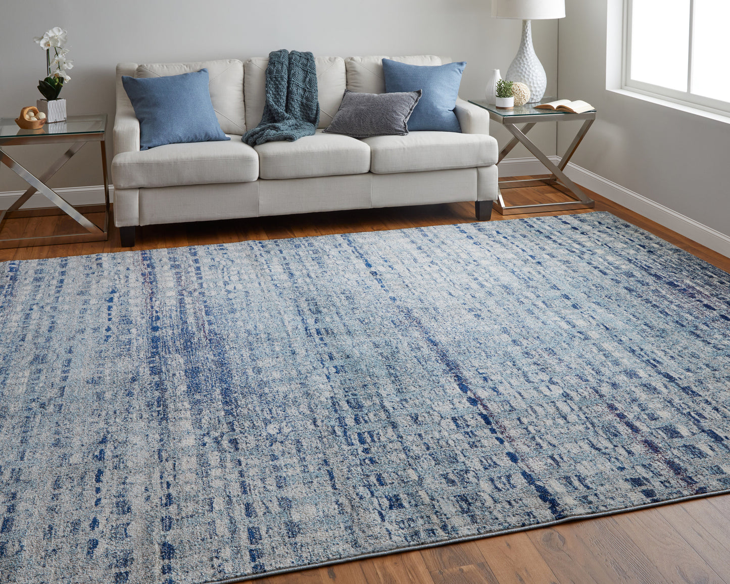 Edgemont Modern/Casual Abstract/Geometric Blue/Ivory - Feizy Rug