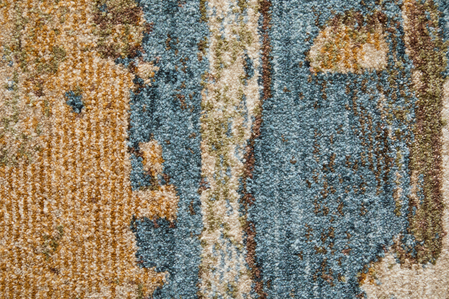 Pearson Modern/Industrial Abstract/Watercolor/Distressed Blue/Ivory/Brown - Feizy Rug