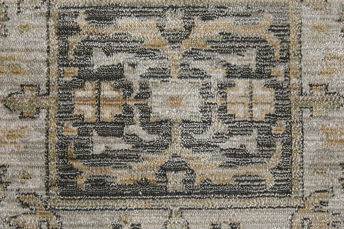 Augustine Traditional/Classic/Vintage Medallion/Bordered/Distressed Tan/Green/Ivory - Feizy Rug