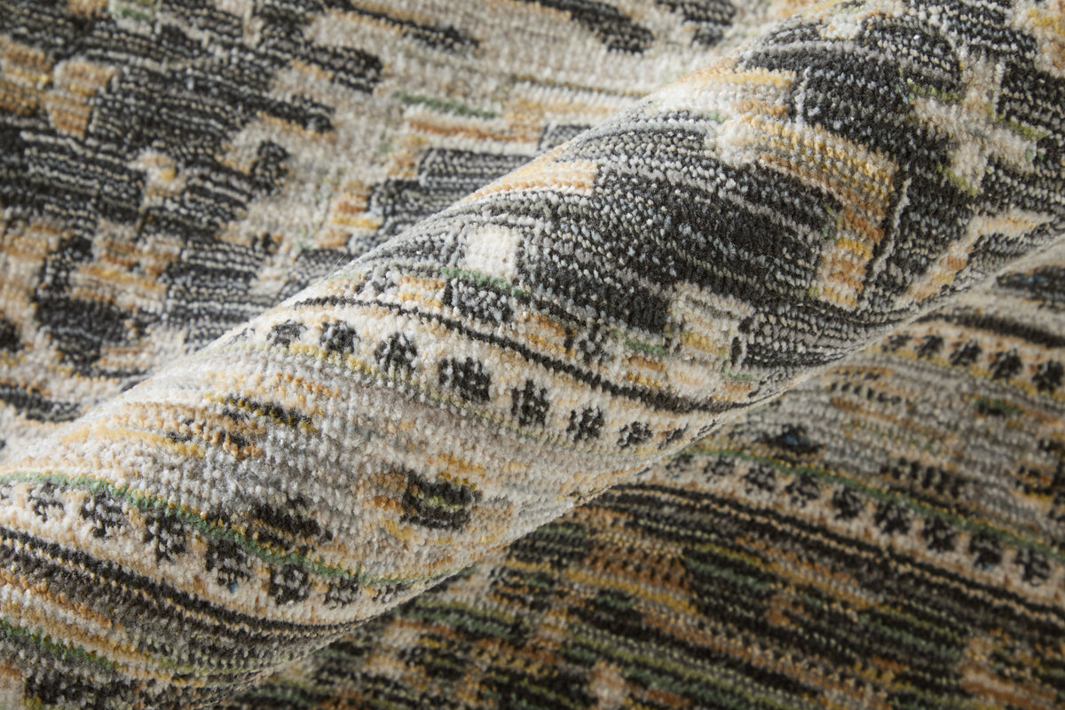 Augustine Traditional/Classic/Vintage Medallion/Bordered/Distressed Green/Black/Tan - Feizy Rug