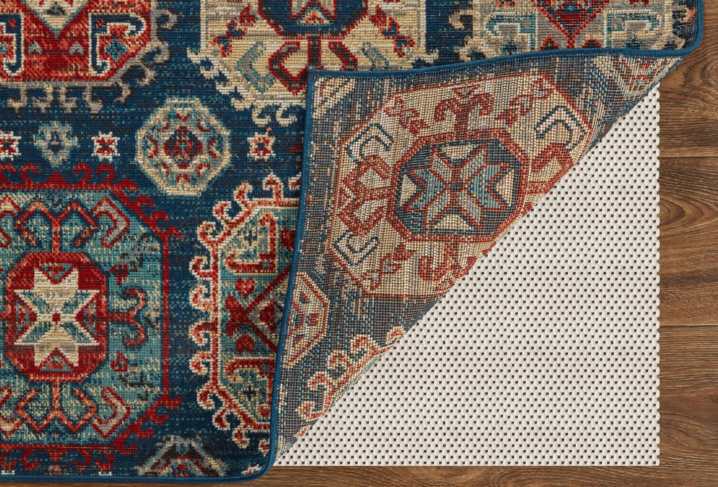Nolan Transitional/Bohemian & Eclectic/Casual Patchwork/Floral & Botanical/Distressed Blue/Red/Tan - Feizy Rug