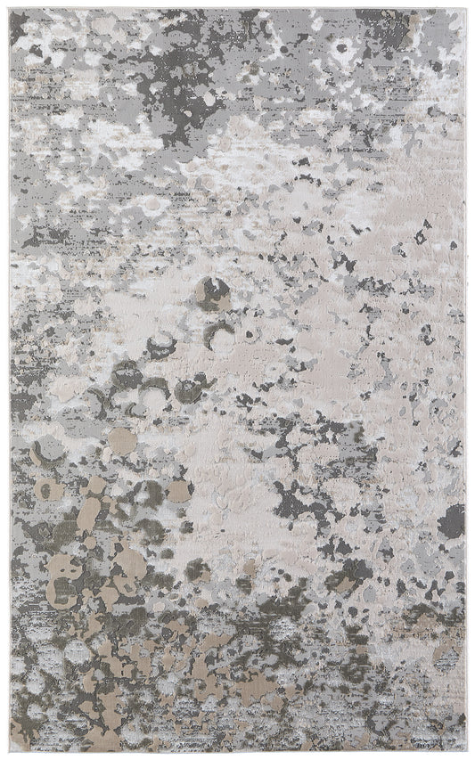 Micah Modern/Industrial/Luxury & Glam Abstract/Watercolor Silver/Gray/White - Feizy Rug