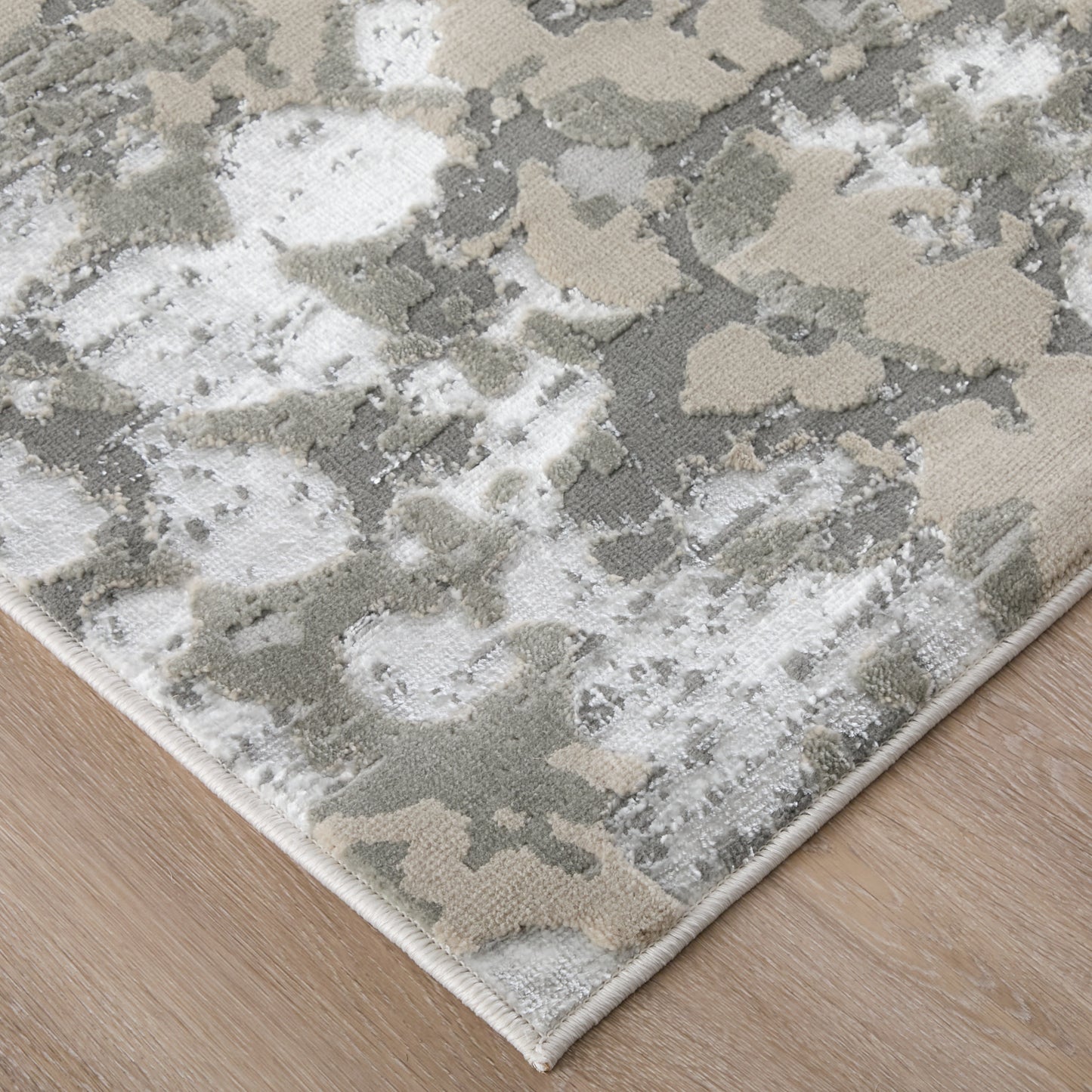 Micah Modern/Industrial/Luxury & Glam Abstract/Watercolor Silver/Gray/White - Feizy Rug