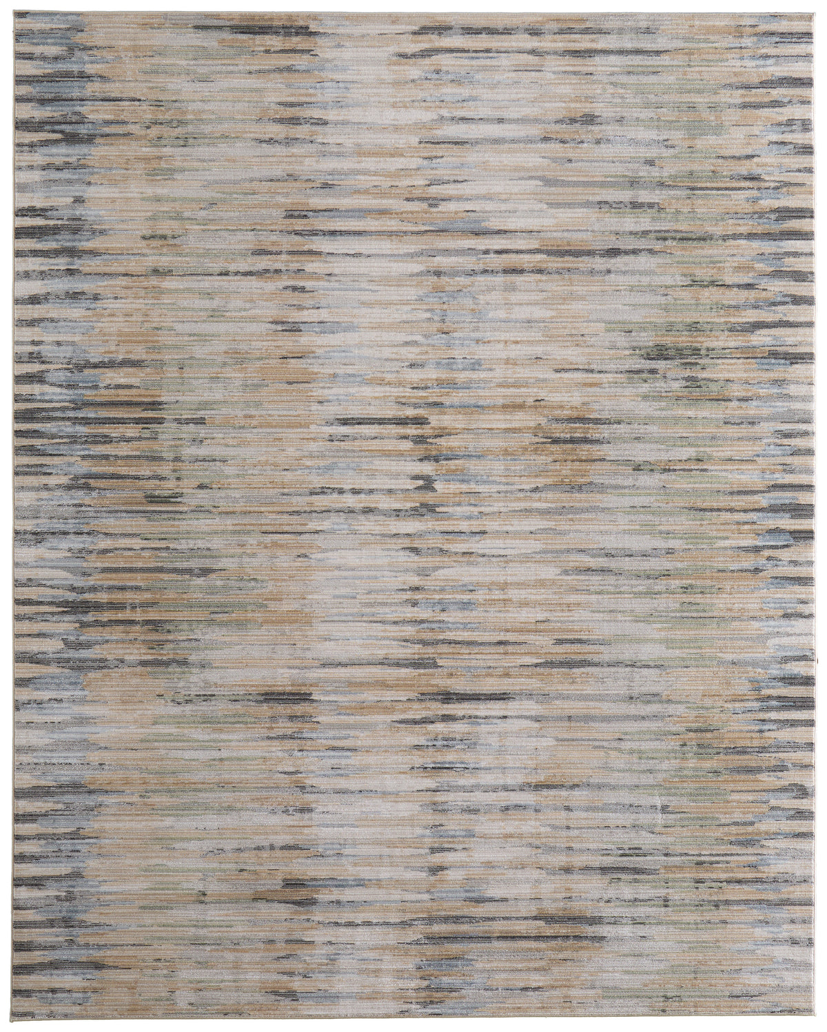Greenwich Modern Stripes/Abstract/Distressed Ivory/Tan/Blue - Feizy Rug