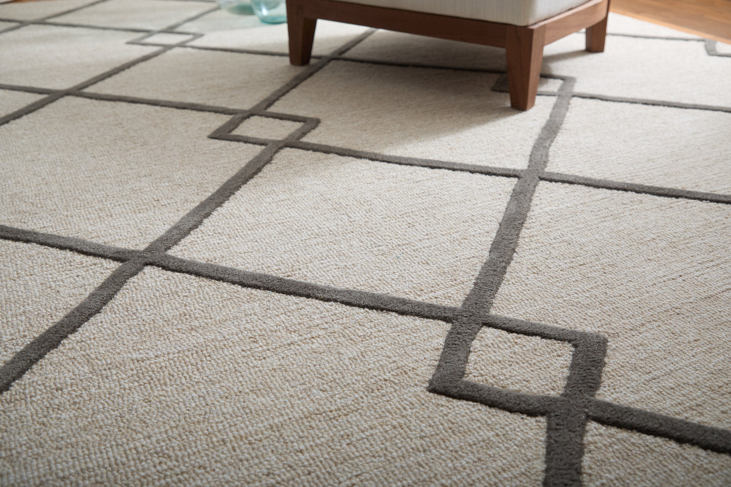 Kimball Transitional/Casual Trellis & Lattice/Argyle/Diamond Ivory/Gray/Tan - Feizy Rug