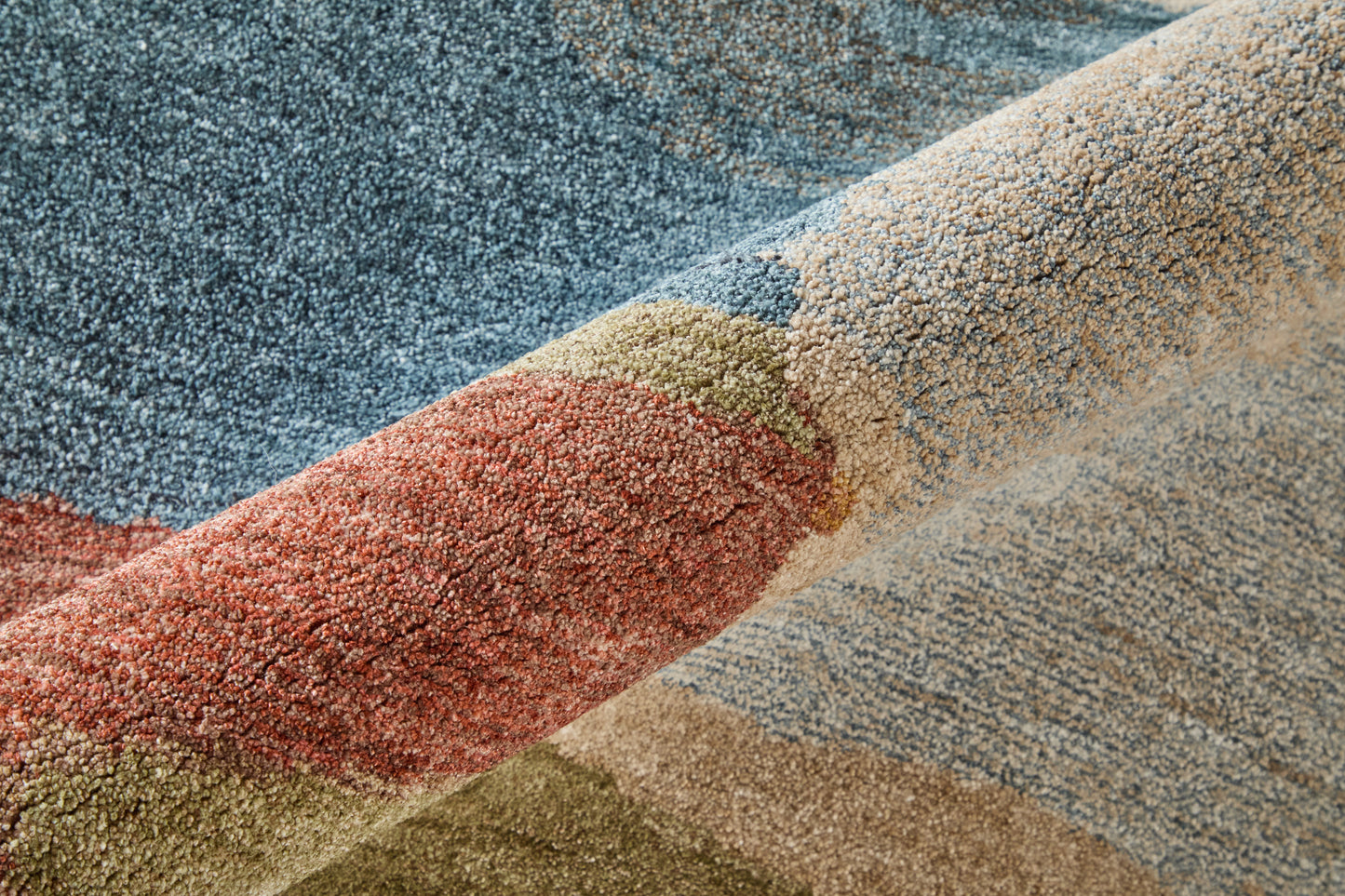 Pearson Modern Abstract/Color Block Blue/Ivory/Orange - Feizy Rug